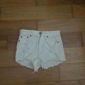 Aeropostale White Distressed Jean Shorts